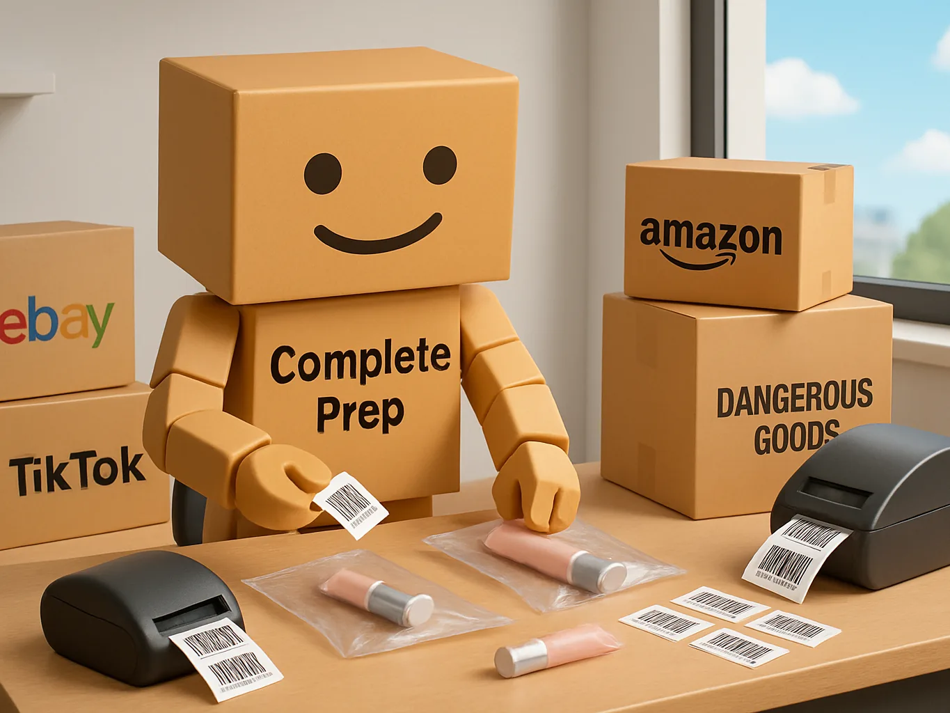 Products being labelled at the Complete Prep warehouse